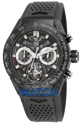 Buy this new Tag Heuer Carrera Calibre HEUER 02T Tourbillon Chronograph 45mm car5a8w.ft6071 mens watch for the discount price of £12,920.00. UK Retailer.